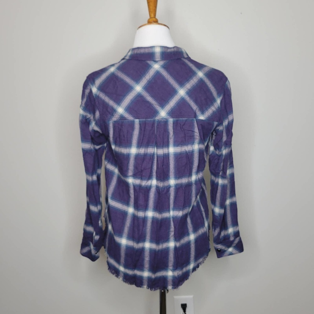 Rails Leo Button Down Shirt Violet Teal‎ Cream Size XS - Picture 8 of 12